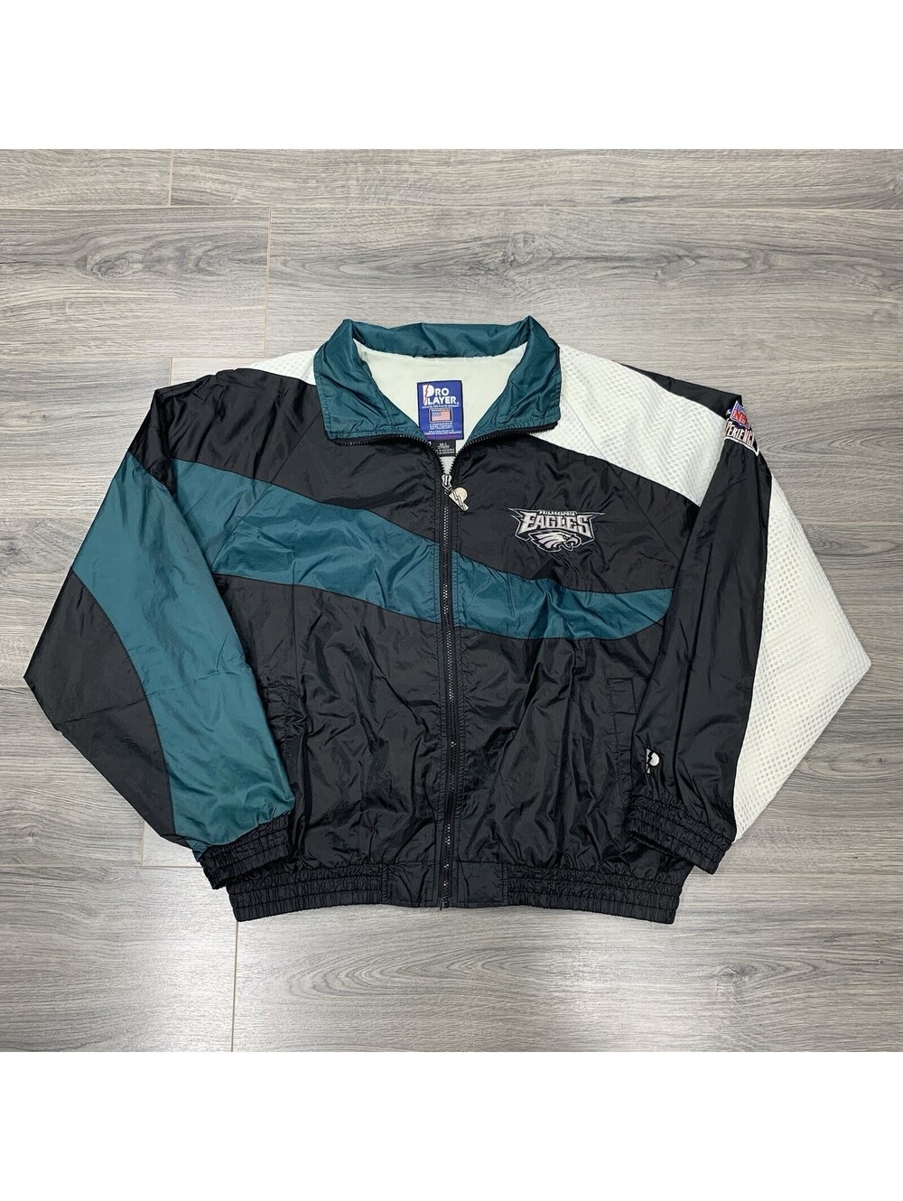 Vintage 90S Philadelphia Eagles Windbreaker Jacket Large Pro Player Rare Men’s